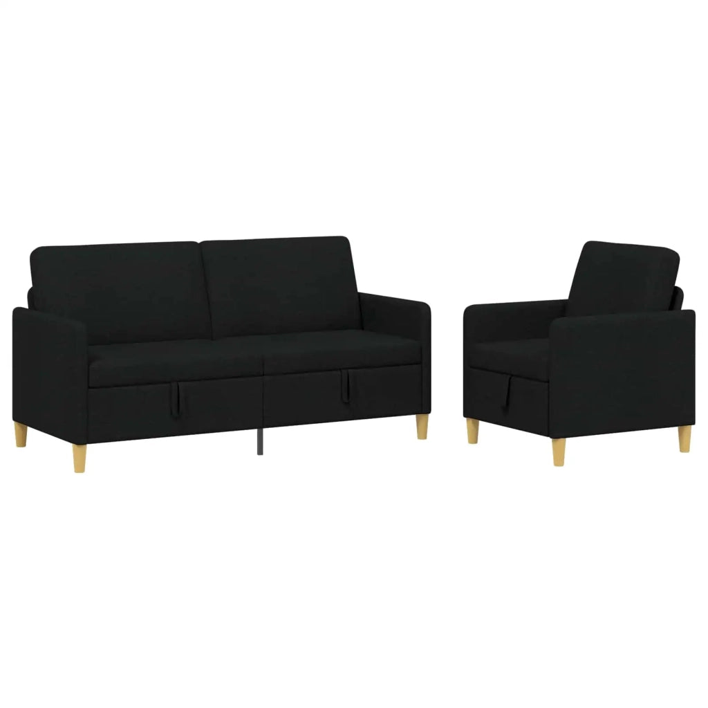 Set di Divani con Storage 2 pcs Nero Poliestere 3429206