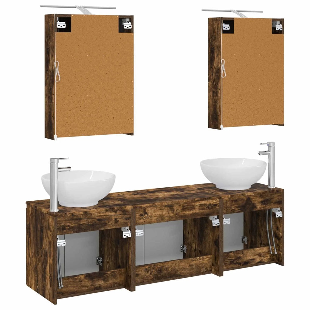 Set di Armadi da Bagno 5 pcs Rovere Fumo Legno ingegnerizzato 3406475