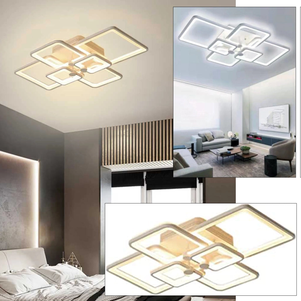 Plafoniera moderna LED 70W CCT DA 3000K A 6500K 6 quadrati luce soffitto camera letto soggiorno salotto 230V
