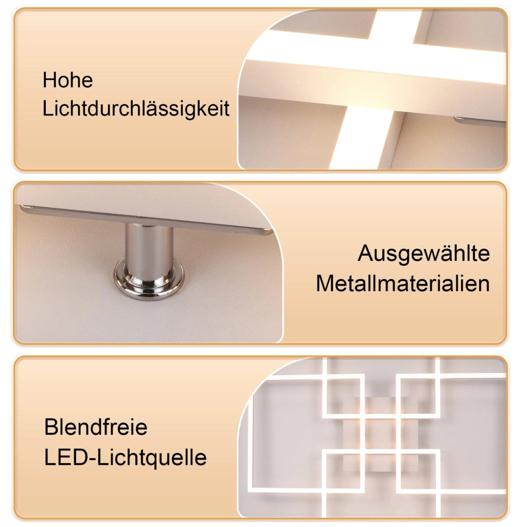 ZMH Lampada da soffitto plafoniera LED moderna 32W cornici rettangolari per soggiorno camera letto