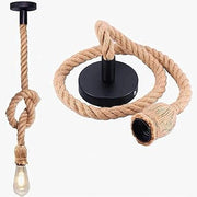 Trade Shop - Lampadario A Sospensione Da 1.5mt Corda Di Canapa Portalampada Attacco E27 436653 -
