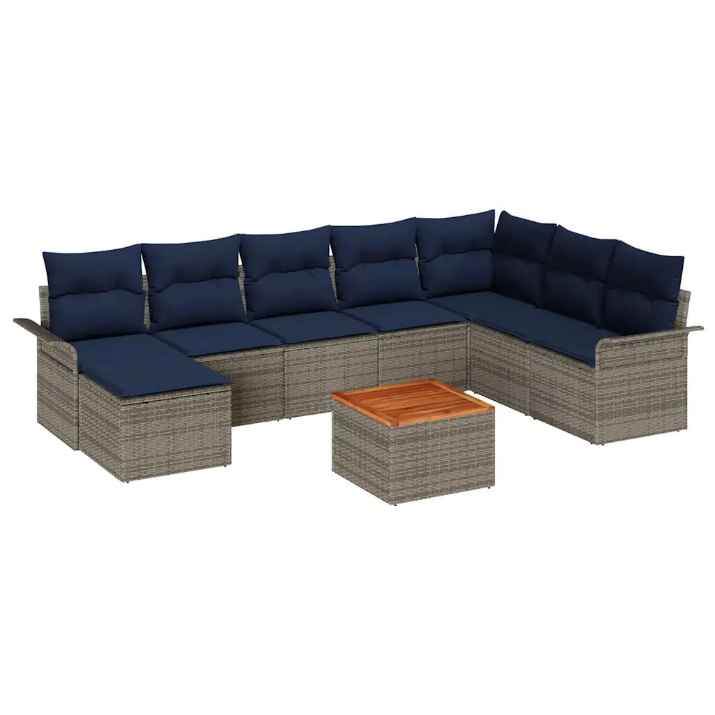 Set Divano da Giardino con cuscino 9 pcs Grigio polyrattan 3347367