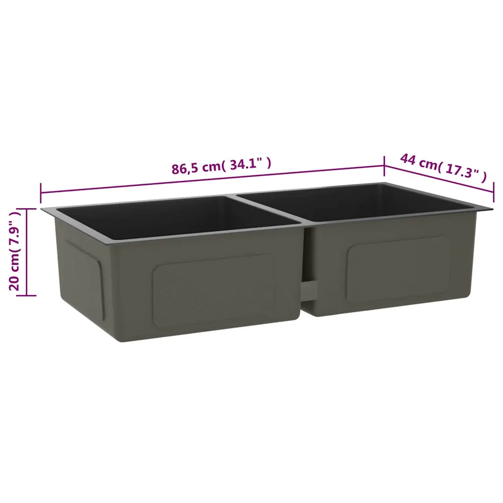 Lavello da Cucina Lavorato a Mano Nero Acciaio Inox 51523