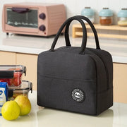 Borsa per Picnic - Nero - 20cm x 23cm x 13 cm - Adulti e bambini - Compatta e Pratica - Sacchetto Termico - Borsa per Piccoli Pasti - Borsa per Picnic - Scuola - Colazione - Lavoro