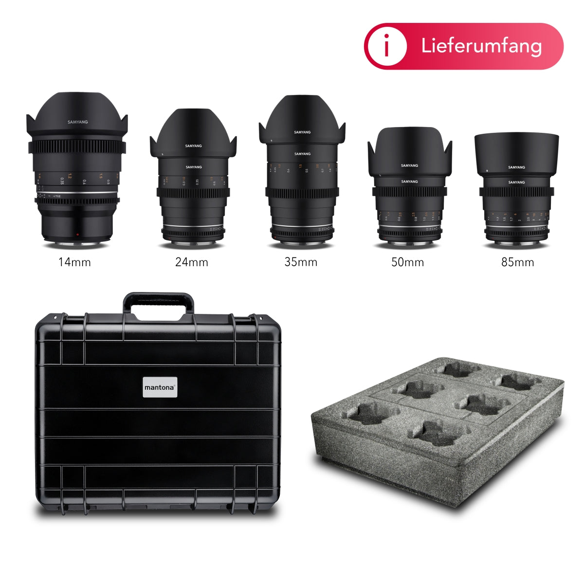 MF 14mm/24mm/35mm/50mm/85mm MK2 Custodia per obiettivi video VDSLR per MFT