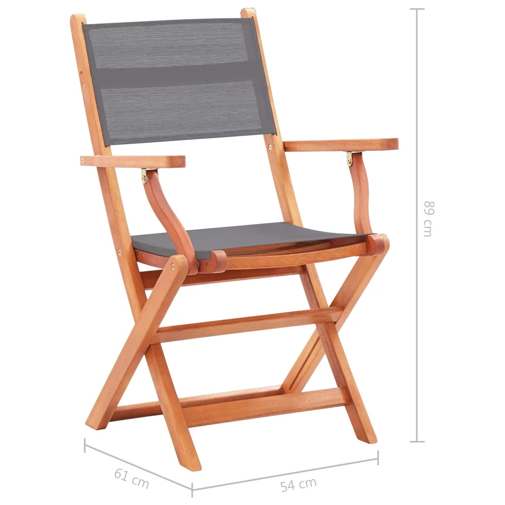 Sedie da Giardino Pieghevoli 4 pz Grigio Eucalipto e Textilene 48691