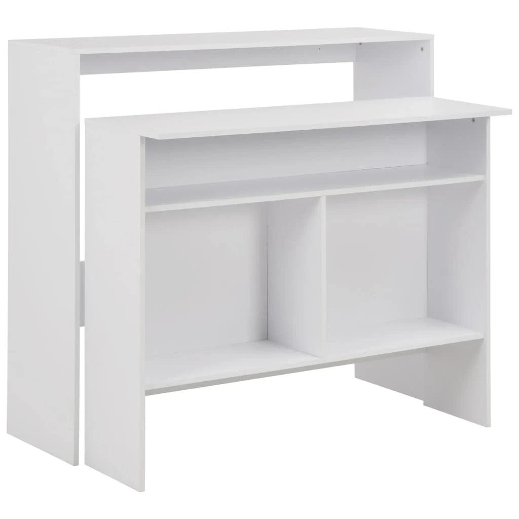 Tavolo alto da bar/bistrot con 2 piani bianchi 130 cm 0902036