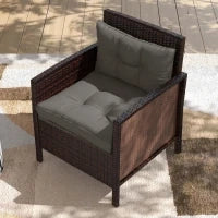 Set di 4 Cuscini per il Giardino con 2 Cuscini per la Seduta e 2 Cuscini per lo Schienale, Poliestere, Grigio Antracite