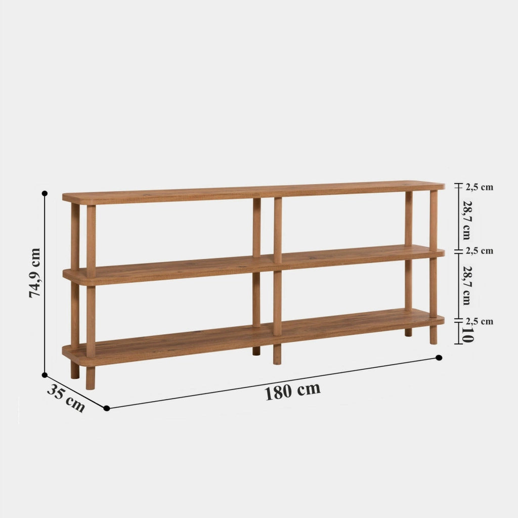 Biblioteca Fulgence, Libreria 3 Ripiani, 180x35x75h cm Marrone Quercia