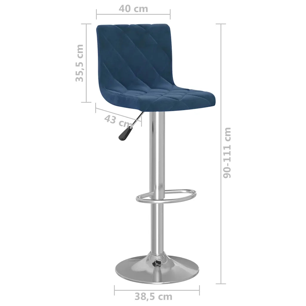vidaXL Sgabelli da Bar 2 pz Blu in Velluto