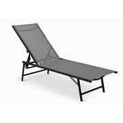 Trade Shop - Lettino Sdraio Mare Prendisole Reclinabile Pieghevole Praiano Piscina Sedia In Textilene - Grigio
