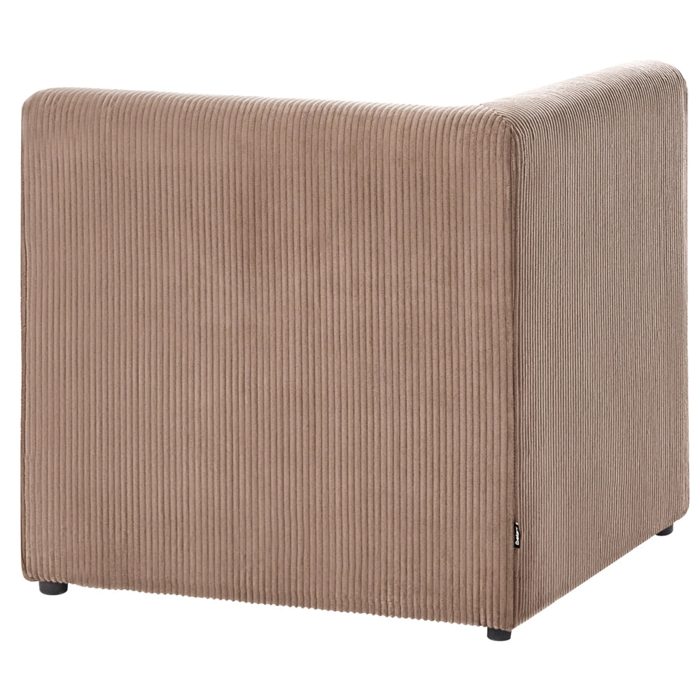 Modulo divano a 1 posto in velluto a coste sabbia beige con sezione angolare stile moderno lato sinistro