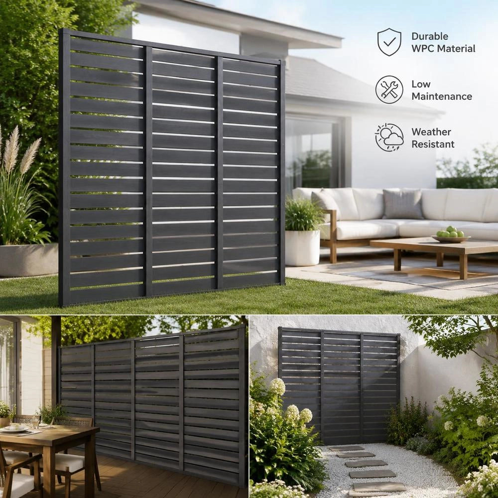 Fence Element WPC 180x180 Cm Gray