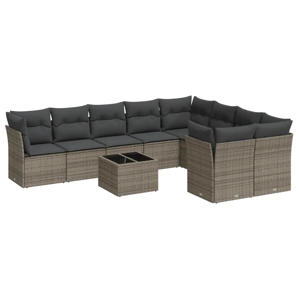 Set Divano da Giardino 10 pz con Cuscini Grigio in Polyrattancod mxl 111133