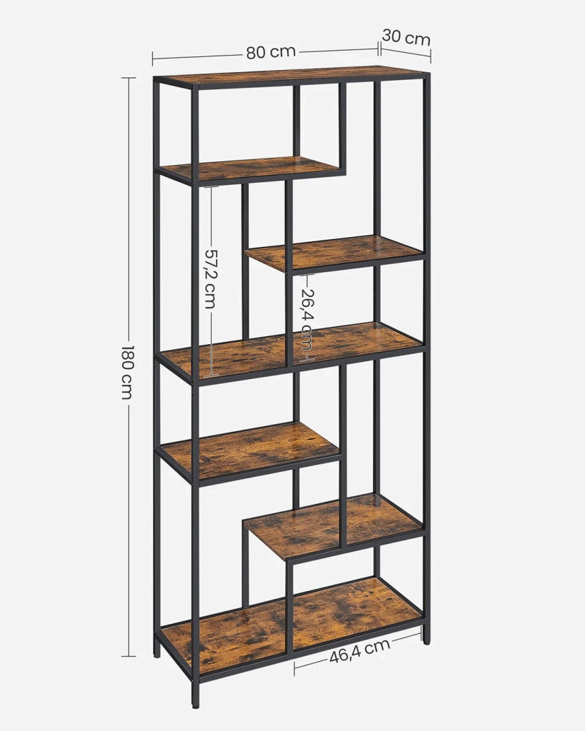 Libreria indipendente a 6 ripiani mobile contenitore di design 30 x 80 x 180 cm per ufficio soggiorno camera da letto cucina marrone 12_0005703
