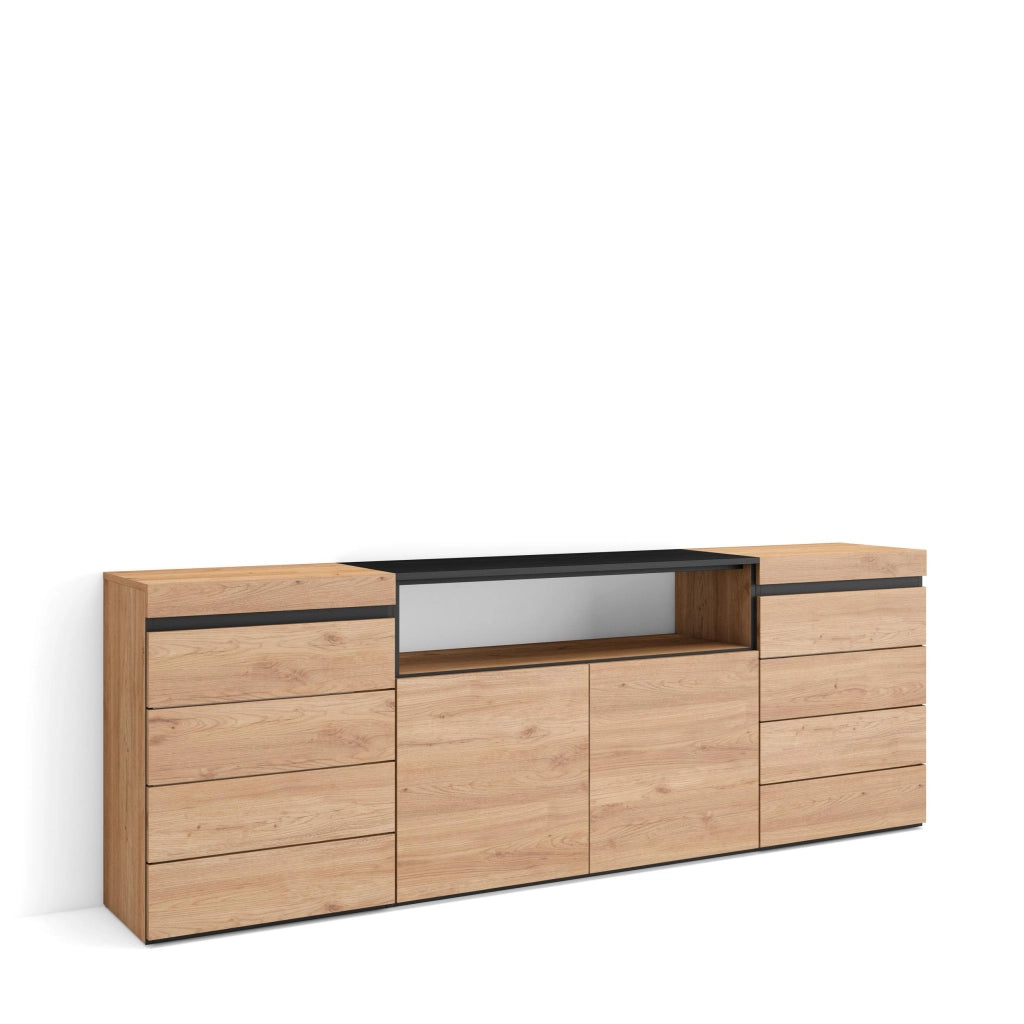 Cassettiera, 214x35x75cm, Camera da letto, Con Stoccaggio, colore Rovere RF3436