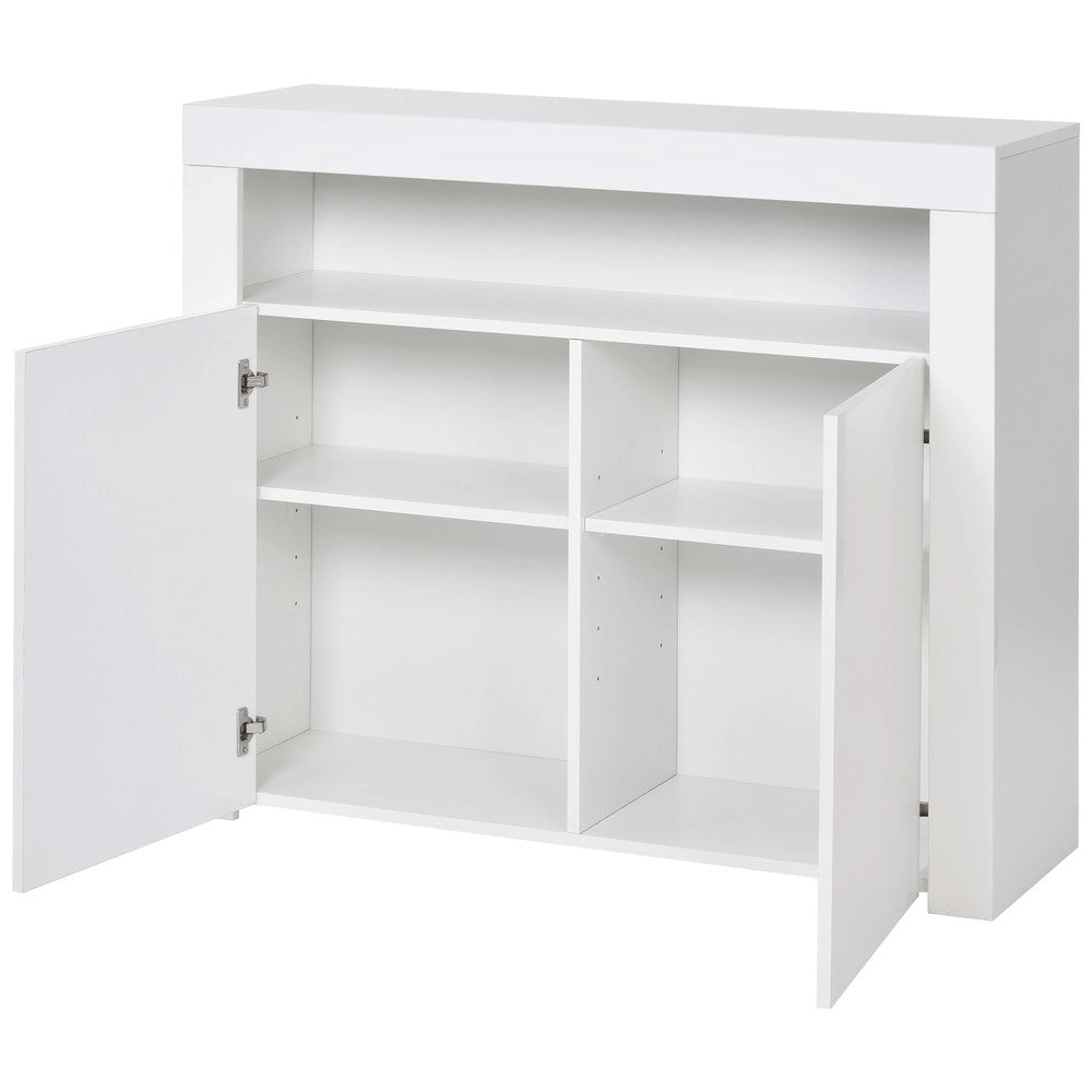 Mobile TV Credenza con LED ¨C MINIMAL ¨C Bianco Lucido, Legno, Soggiorno