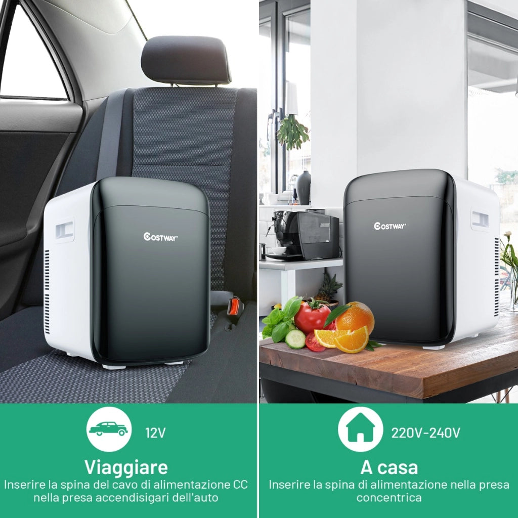 Mini frigorifero 2 in 1 compatto 15 L, Mini frigo portatile per auto a semiconduttore per bevande Nero-Frigoriferi