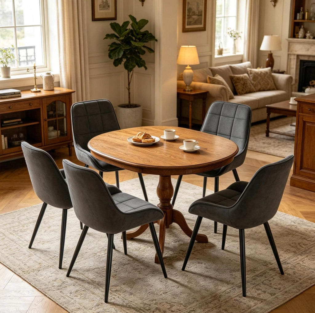 Set di 4 sedie da pranzo in velluto grigio scuro