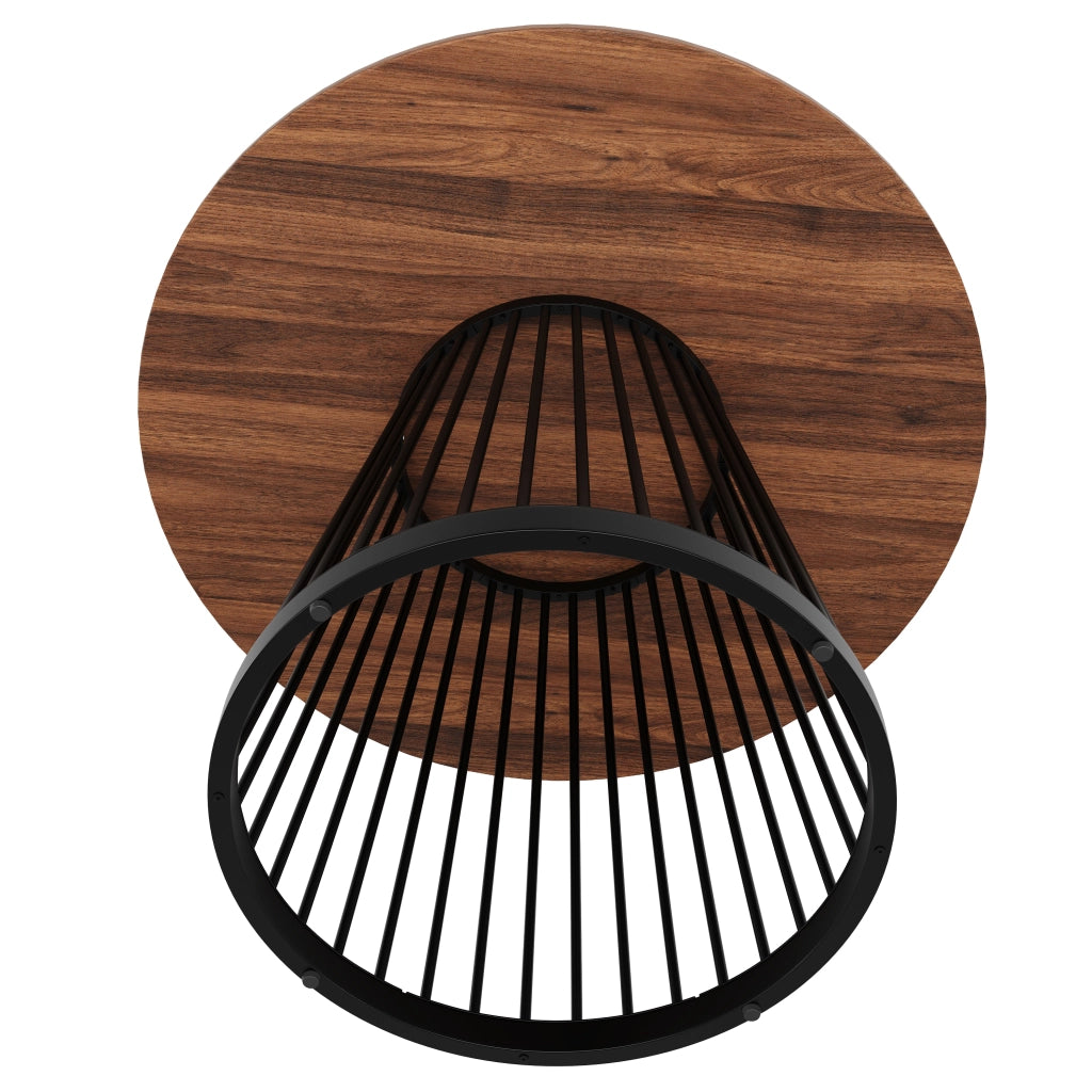 Tavolo da pranzo rotondo in MDF e metallo con gambe regolabili per cucina e soggiorno nero noce 80 × 80 × 76 cm
