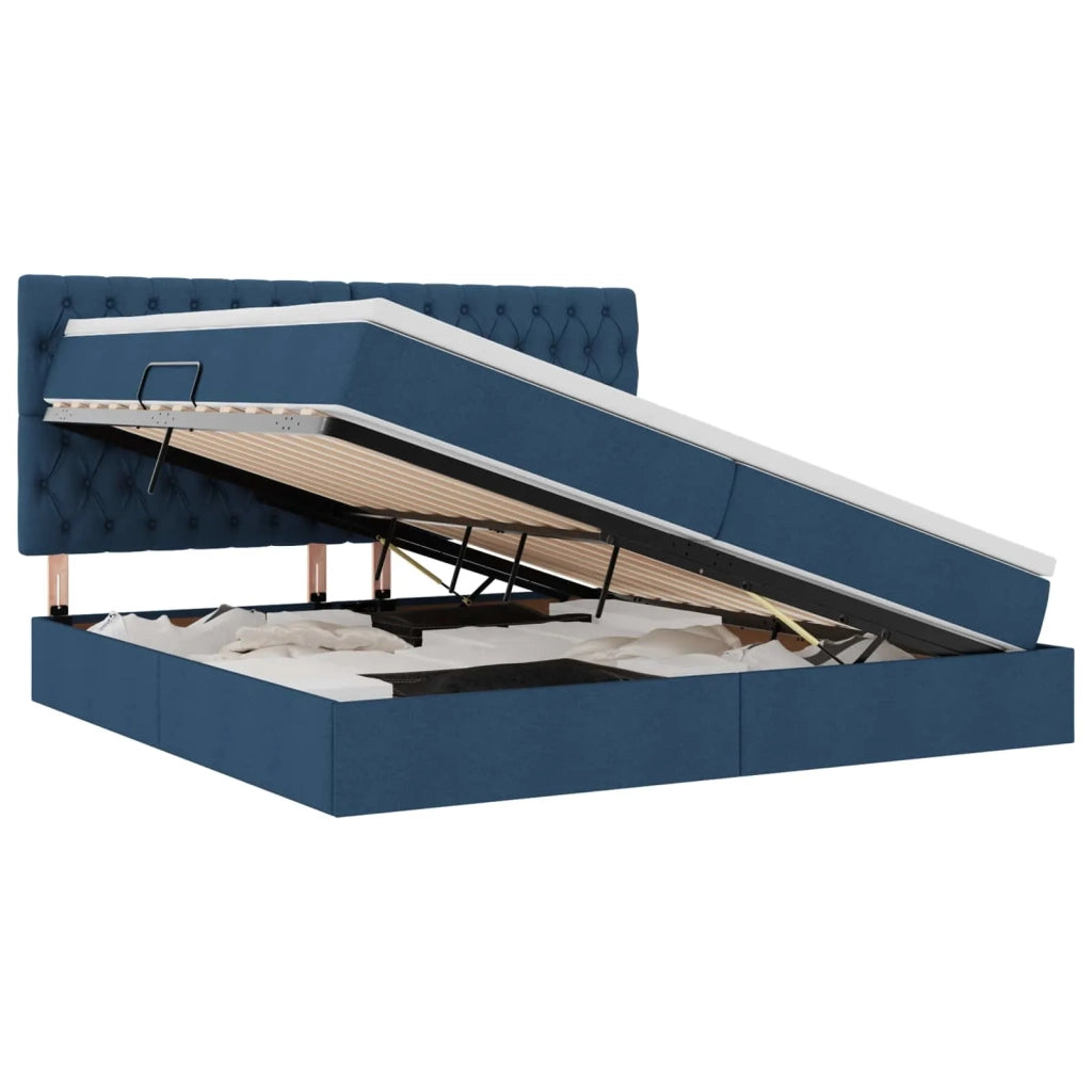 Letto con contenitore e LED con led Blu 200 x 200 cm Poliestere