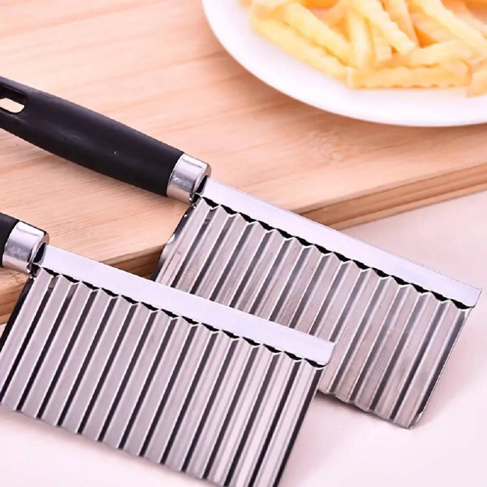 Trade Shop - Coltello Ondulato Per Patate Cetrioli In Acciaio Affettatrice Accessori Cucina -