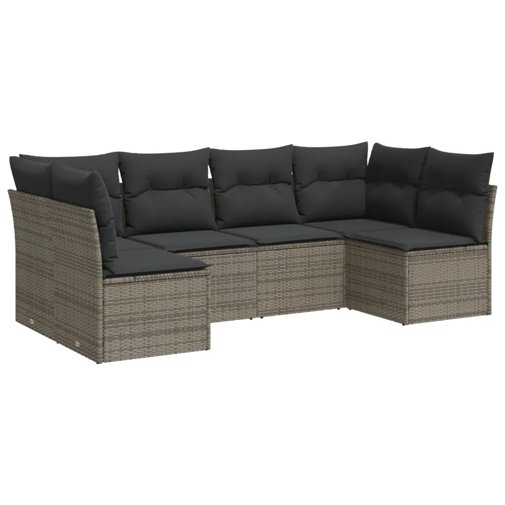 Set Divano da Giardino 6 pz con Cuscini Grigio in Polyrattancod mxl 113583