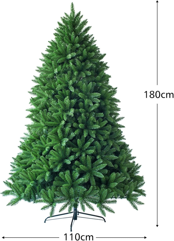Albero di Natale 150/180/225 cm, Albero di Natale Artificiale con 600/1250/1968 Rami e Supporto in Metallo, Decorazione Natalizia per Casa, Ufficio e Negozio (180 CM)