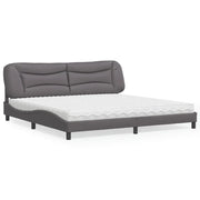 Letto con Materasso Hvar Grigio 200x200 cm in Similpelle