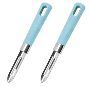 Set di schiaccia patate e carote da 2 | Blu | Coltello in acciaio inossidabile con manico antiscivolo per carote, zucchine, mele