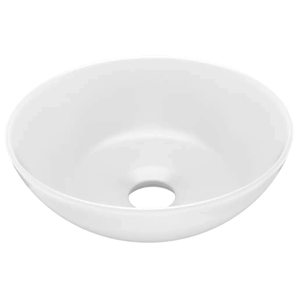 Lavandino da Bagno in Ceramica Bianco Opaco Rotondo 146976