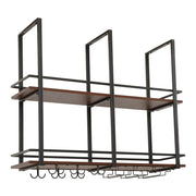 Portabottiglie sospeso in metallo 100 x 30 x 85 cm effetto noce nero 03_0009191