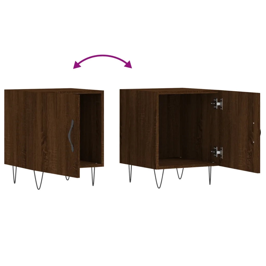 Set di 2 Comodini | Armadio da Notte | Mobiletto da notte Rovere Marrone 40x40x50 cm in Legno Multistrato