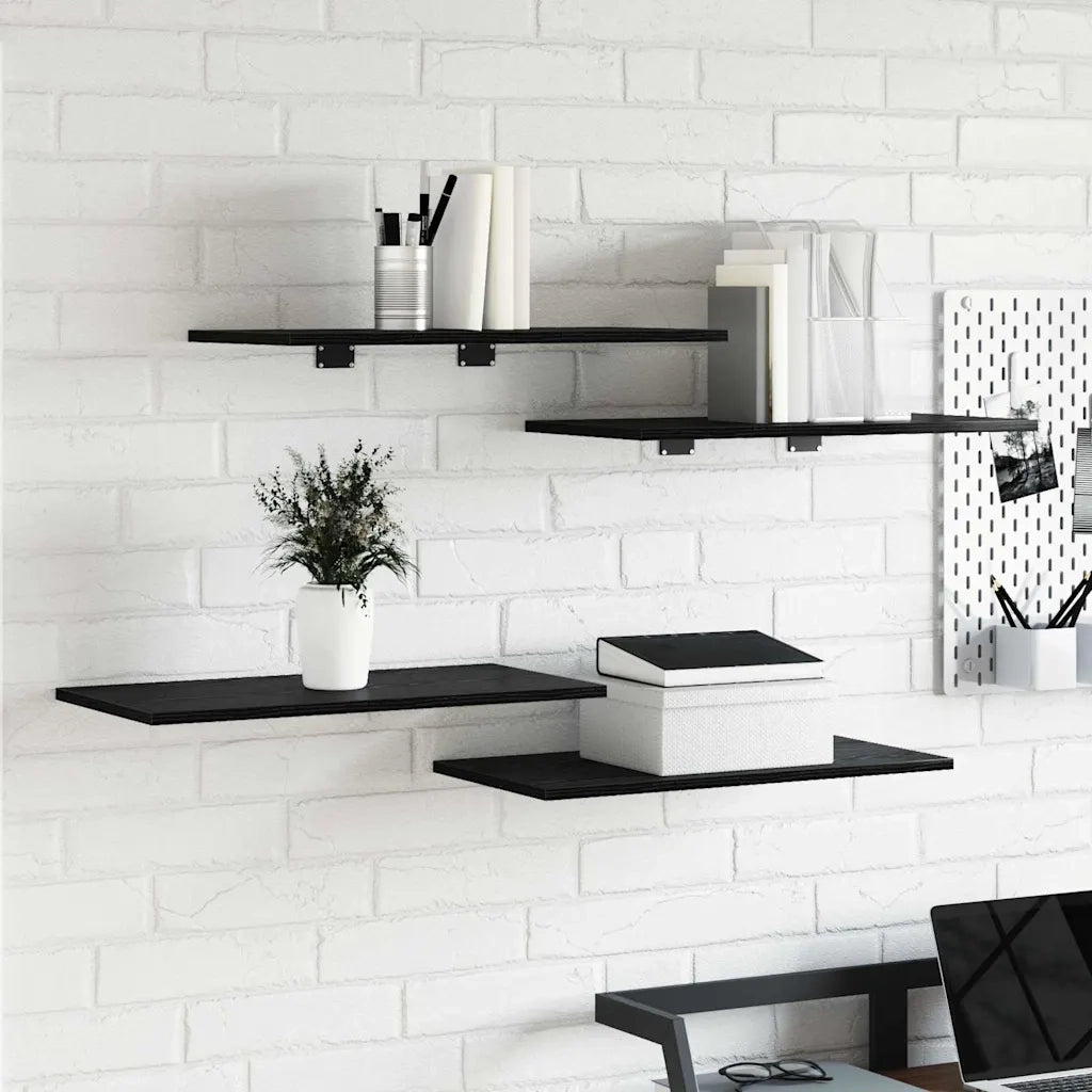 vidaXL Scaffale 4 pcs Nero 60 x 30 x 1.5 cm Legno multistrato