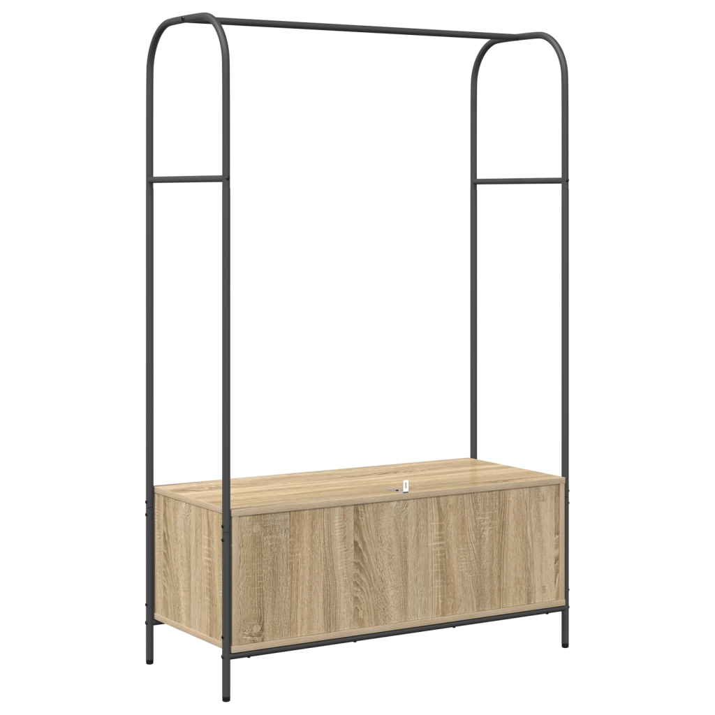 Appendino per abiti con mensole in rovere sonoma 100x44x160 cm