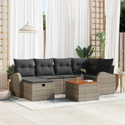 Set Divano da Giardino con cuscino 7 pcs Grigio Poly Rattan
