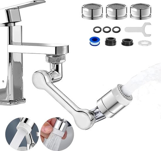 Estensore rotativo multifunzionale, 1080° rotativo estensore con regolazione della larghezza d'uscita, rubinetto rotativo, regolatore della larghezza d'uscita con 2 modalità di getto, accessorio universale per rubinetti, per cucina e bagno