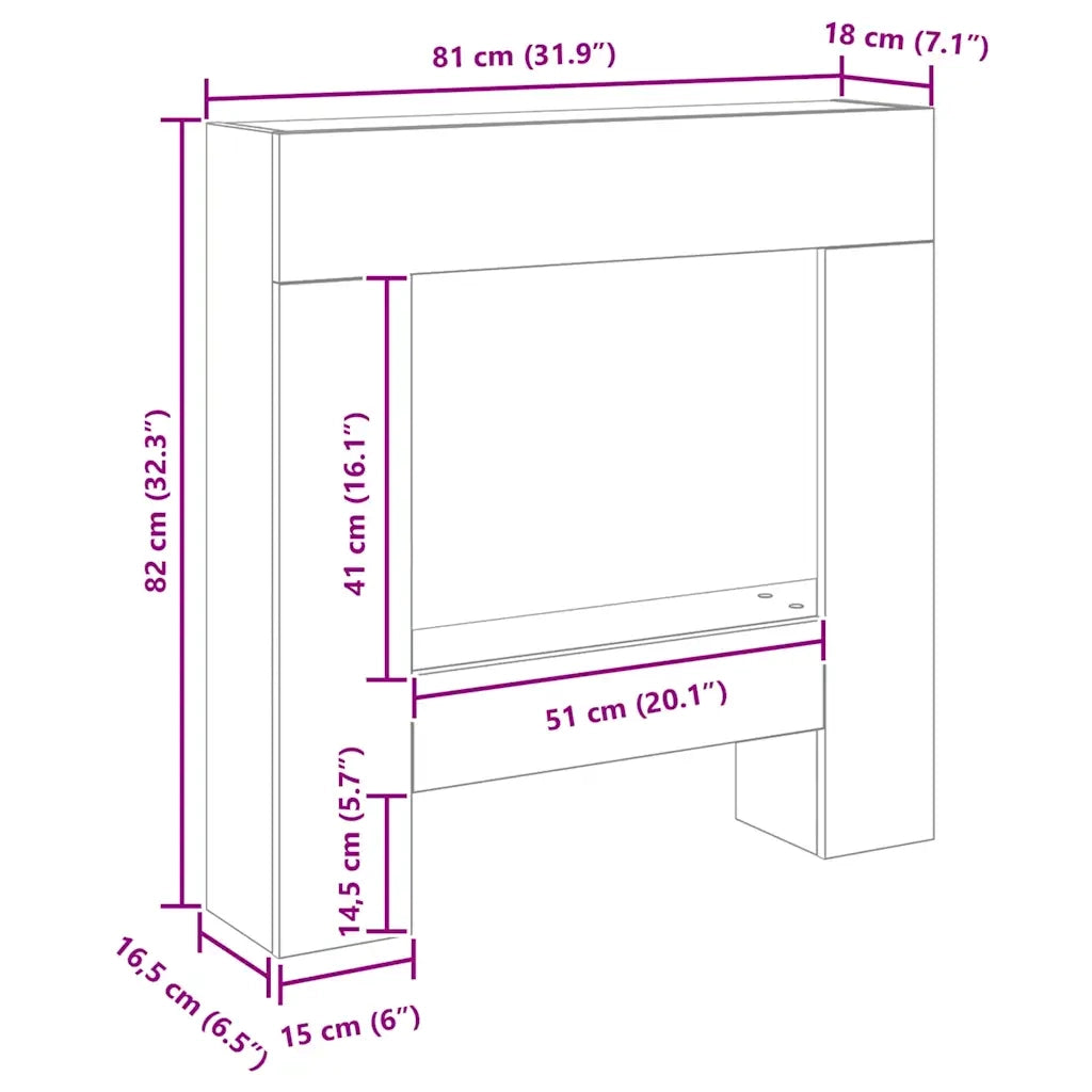 Cornice per Camino Rovere Nero 81x18x82 cm in Truciolato 865985