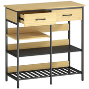 Credenza con 2 cassetti e 3 ripiani aperti stile industriale per cucina e soggiorno 90 × 40 × 91 cm