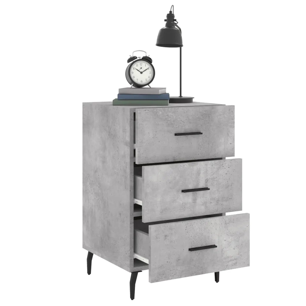 Comodino Grigio Cemento 40x40x66 cm in Legno Multistrato 827680