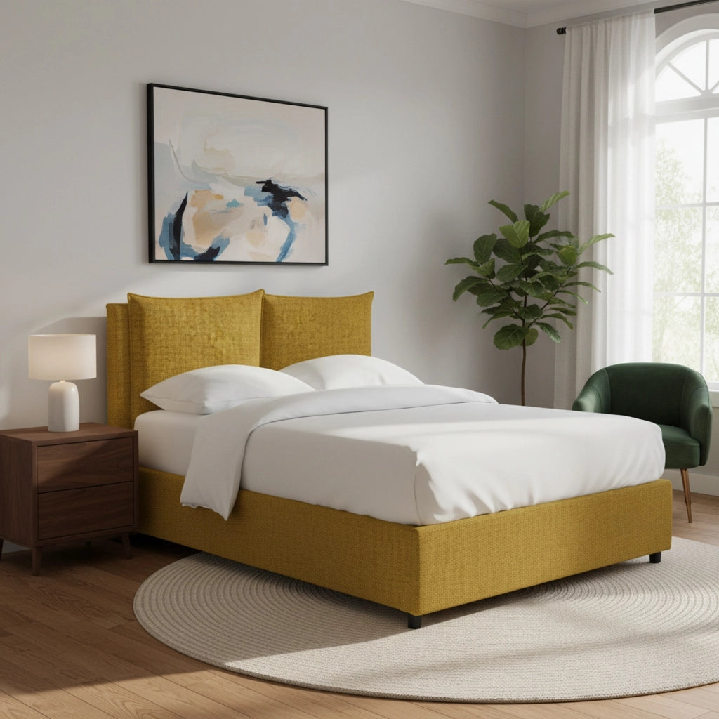 Penrith, Letto Singolo Sfoderabile Made in Italy, Giallo Ocra