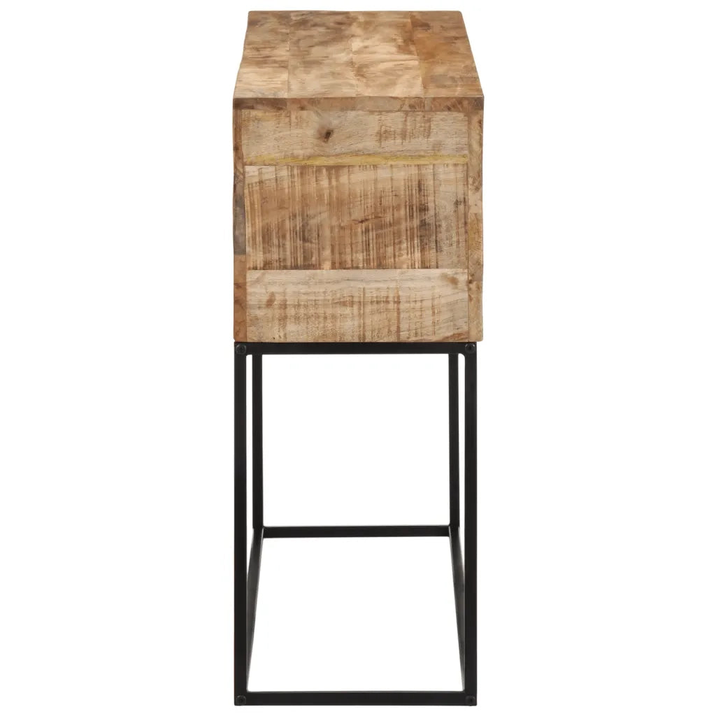 Tavolo Consolle 110x30x75cm Legno Massello Mango Grezzo e Ferro 376066