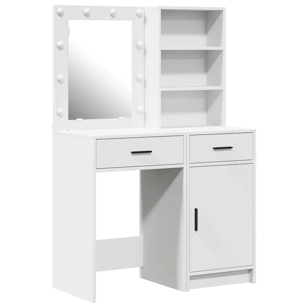 Set da tavolo da trucco con LED 2 pcs Bianco Legno multistrato 3334272
