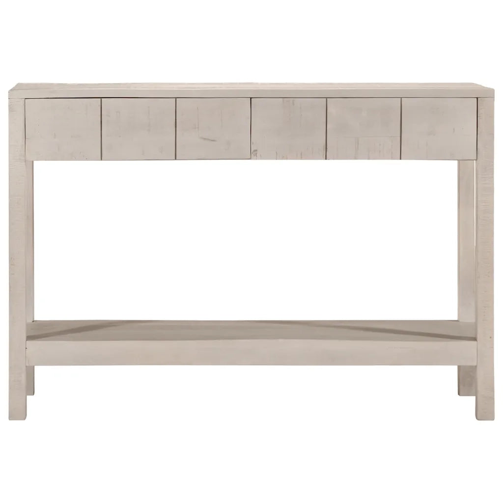 Tavolo Consolle | Tavolo d'Ingresso Bianco 110x35x75cm Legno Massello di Mango