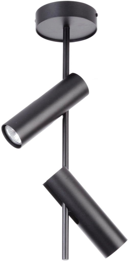 Faretto soffitto/parete tondo doppio nero braccio 2xGU10 Leda