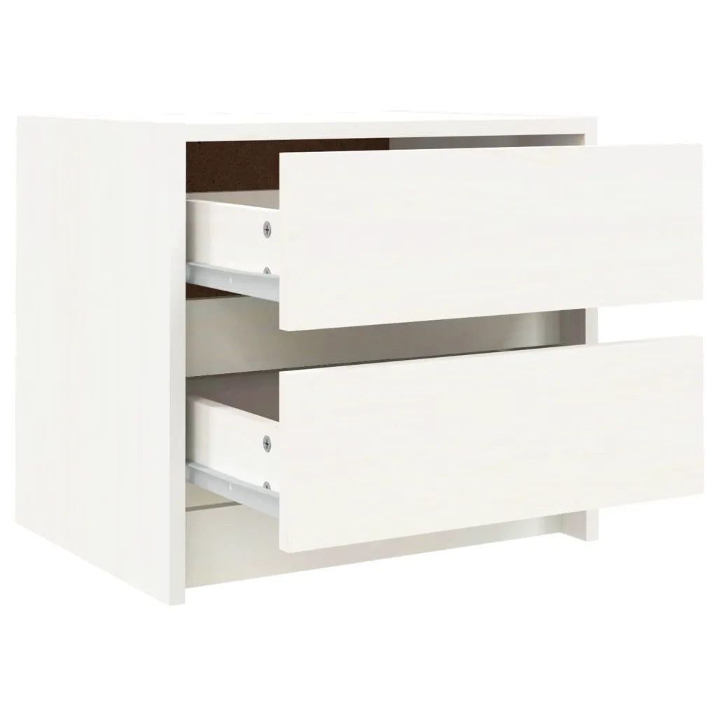 Comodino | Armadio da Notte | Mobiletto da notte Bianco 40x31x35,5 cm in Legno Massello di Pino