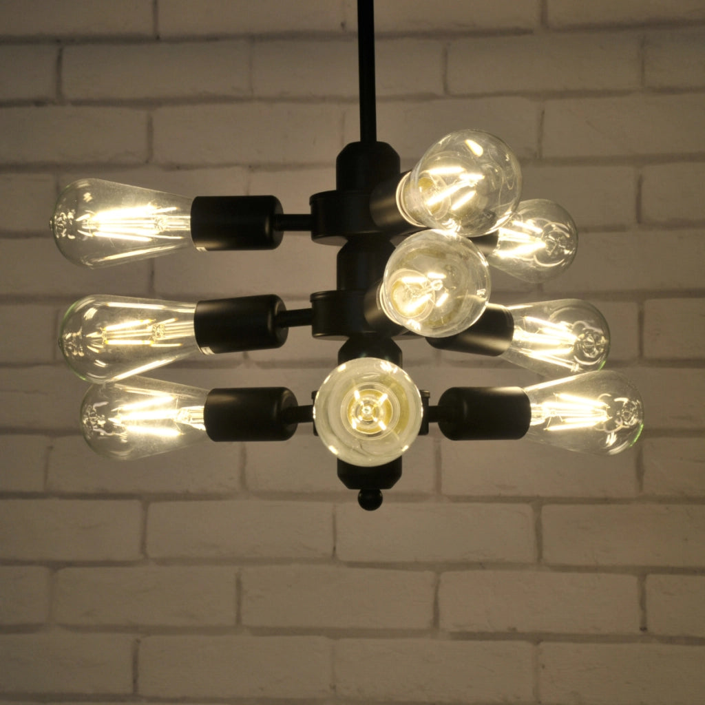 Lampadario Polux Orebro nero metallo 9xE27 Ø25cm IP20