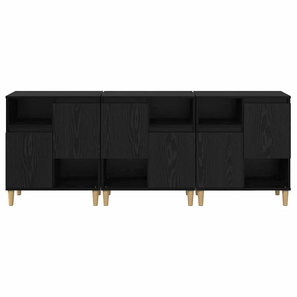 Credenza | Sideboards 3 pcs Rovere Nero 60 x 35 x 70 cm Legno multistrato