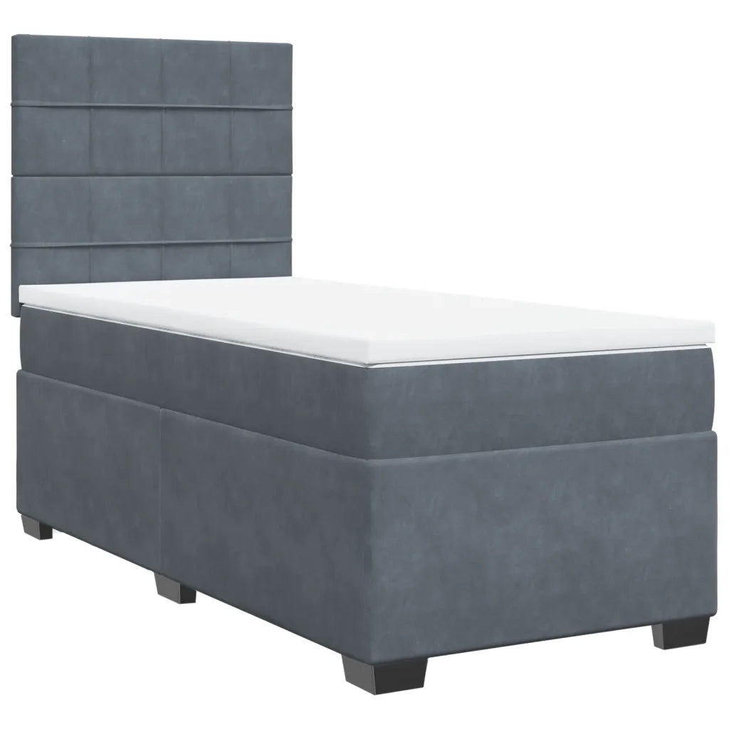 Giroletto a Molle con Materasso Grigio Scuro 100x200 cm Velluto 3290835