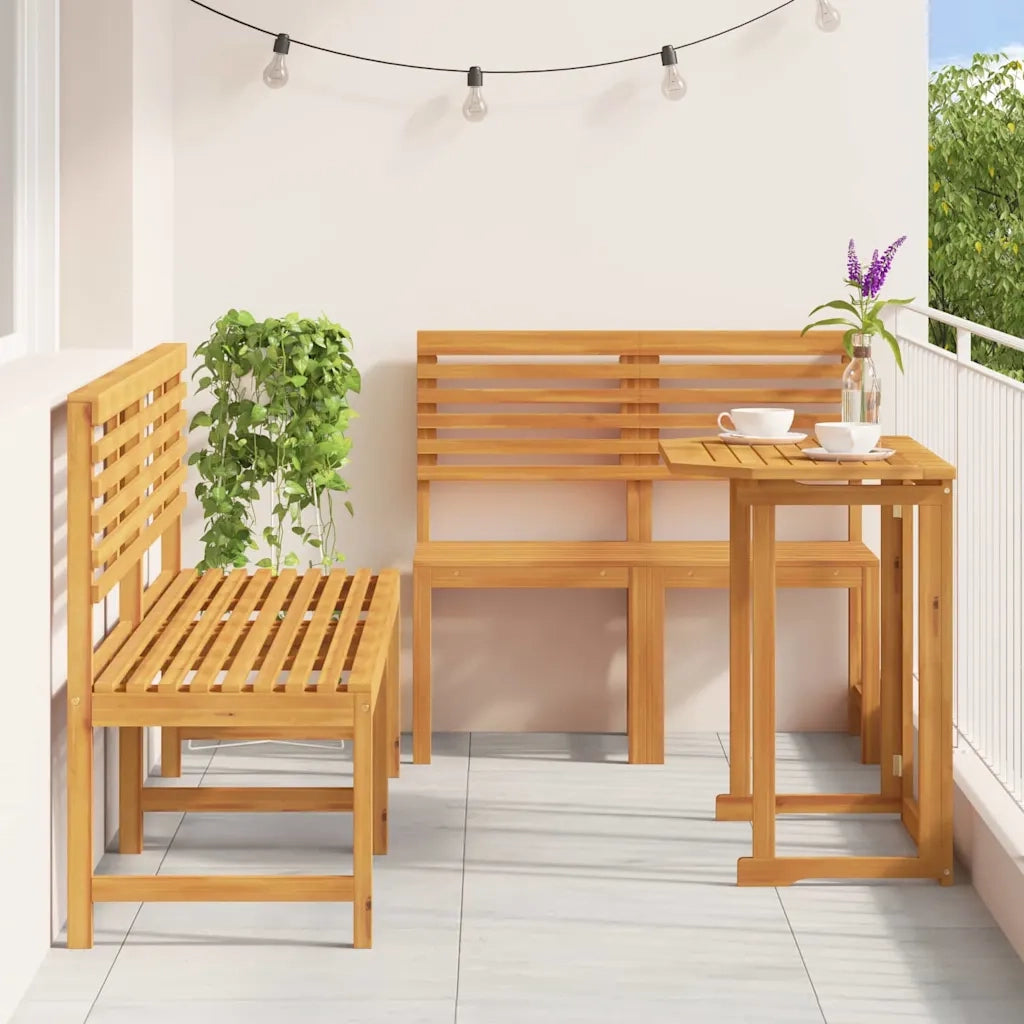 Set Bistro da Giardino 5 pcs Marrone Legno di Acacia Massello 3328698